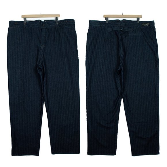 Wah Maker USA Back Cinch Dark Striped Jeans - Picture 1 of 6